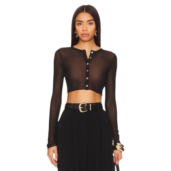 REVOLVE Tops - 🆕 LOVERS AND FRIENDS CARDIGAN STEPH SHEER Mesh Cropped Top Size XS